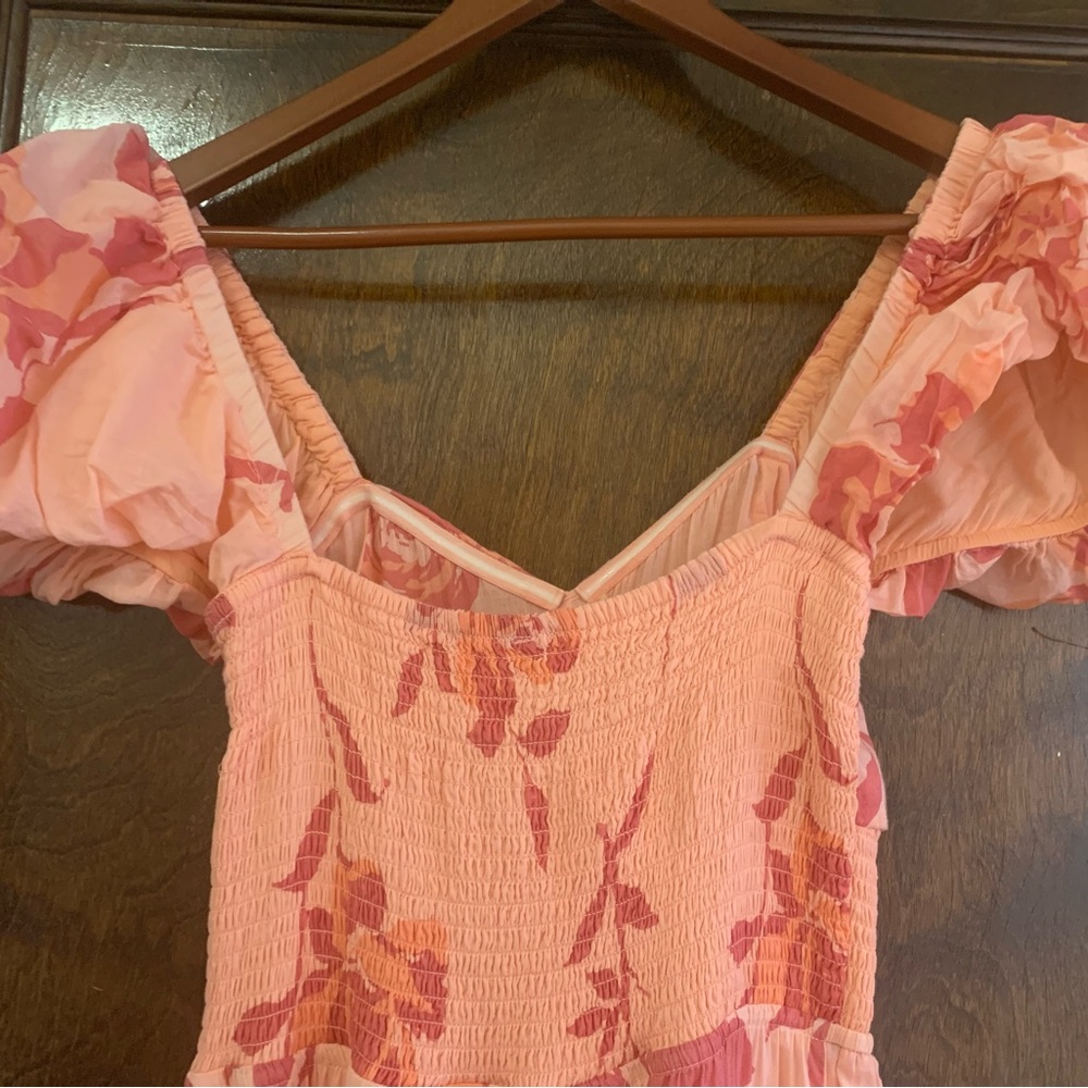 Free People Women's Short Sleeve Sundrenched Pink Maxi Dress sz. Medium - Picture 5 of 10